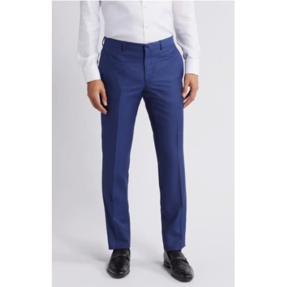 Ted Baker London Men's Roger Extra Slim Fit Blue Wool Trouser Pants 35 R READ